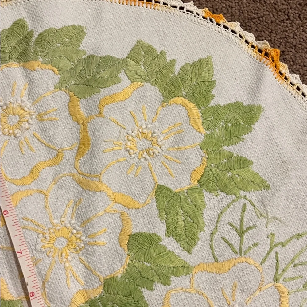 Floral Embroidered Table Runner vintage